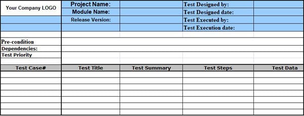 Test case template format